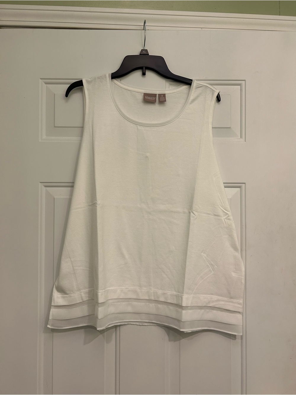 Chico's White Sheer Layered-Hem Sleeveless Tank 3